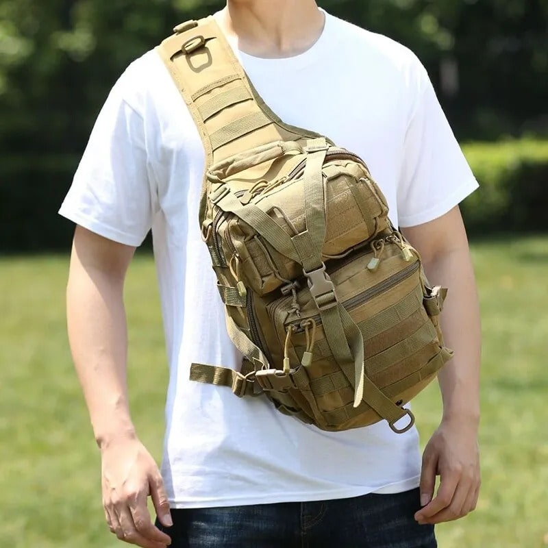 Compact Military Backpack worn on front